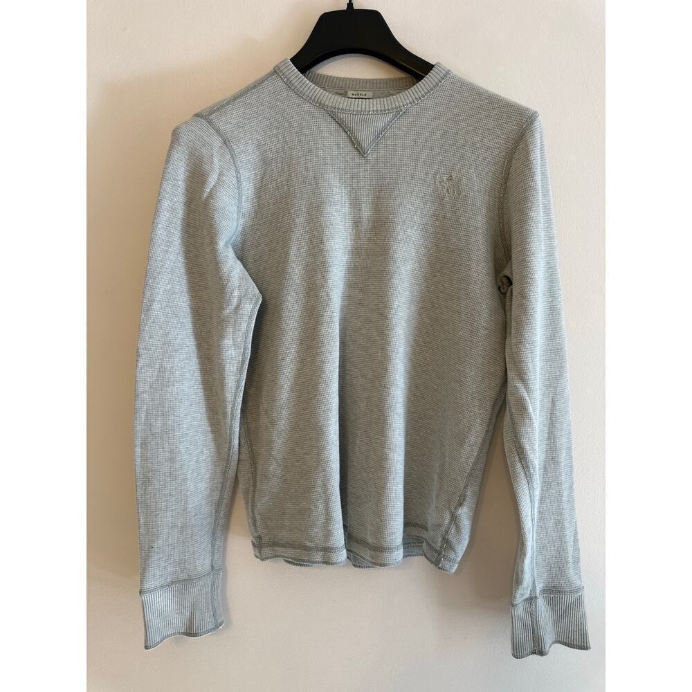 Vintage Y2K Men’s Abercrombie Muscle Grey Waffle Thermal Long Sleeve Shirt Large